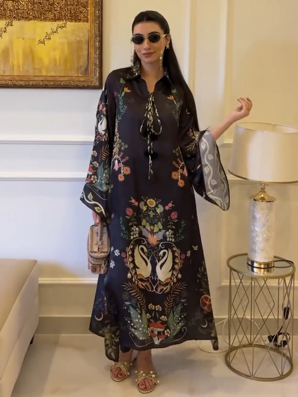 Fantasy Animal Floral Loose Maxi Dress