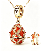 Enamel Christmas Egg – Zodiac-Themed Openable Lucky Egg Pendant Necklace Astragalus necklace