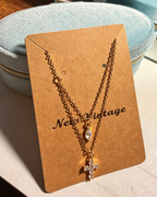 Vintage Double‑Layer Zircon Cross & Teardrop Pendant Necklace Gold‑Tiered Stacked