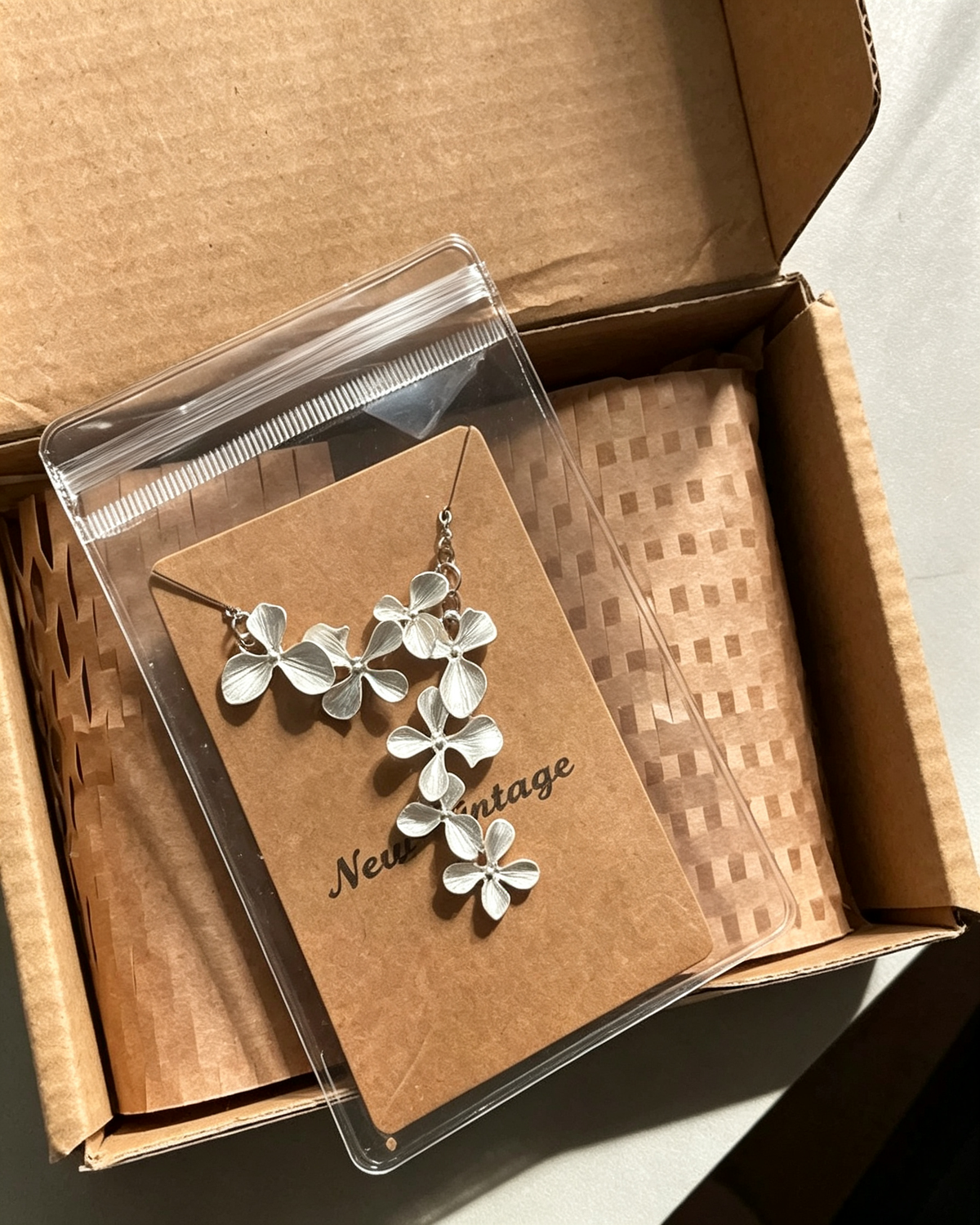 Vintage Cascading Flower Silver‑Plated Pendant Necklace