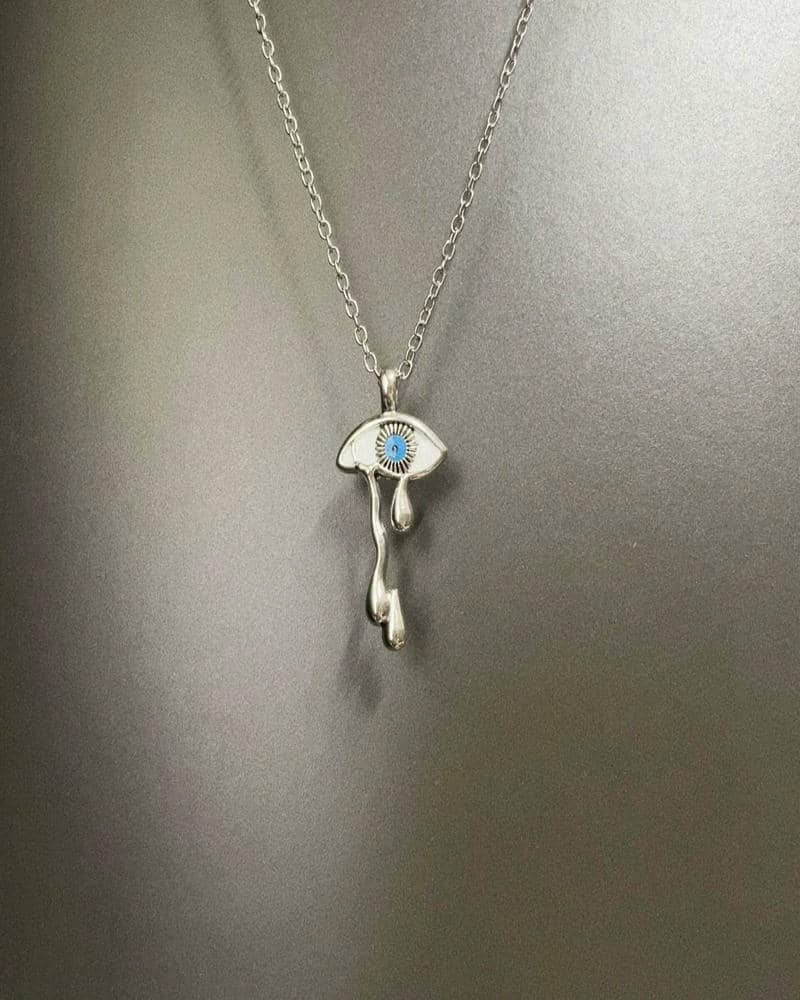 Vintage Evil‑Eye Teardrop Drop Pendant Necklace