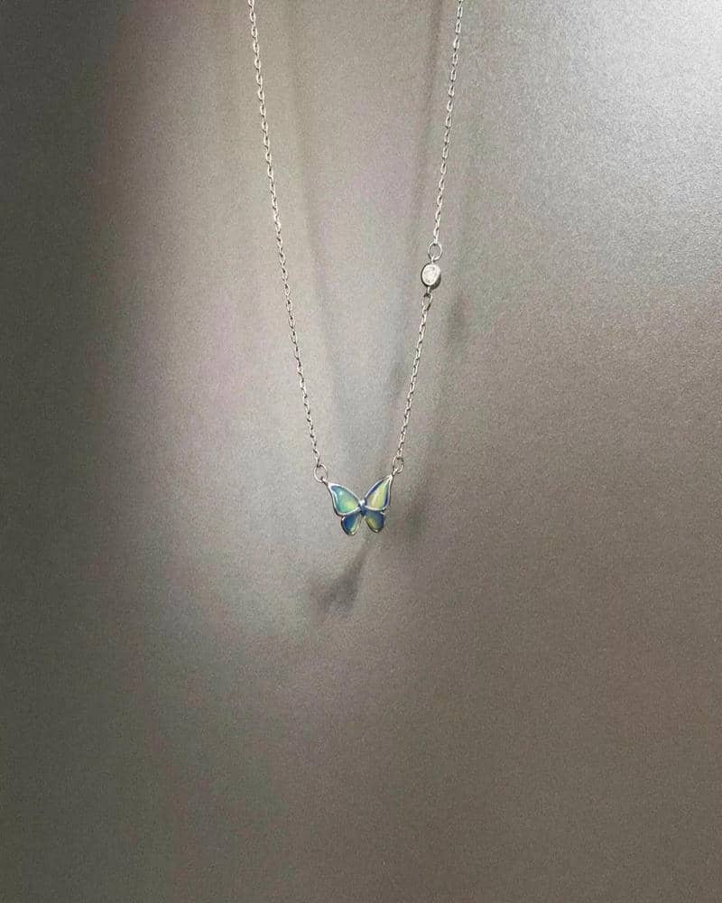 Vintage Color‑Shift Butterfly Pendant Necklace