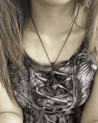 Vintage Crescent Moon Opal Pendant Necklace Gothic Black
