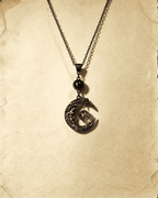 Vintage Crescent Moon Opal Pendant Necklace Gothic Black