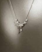 Sparkling Snowflake Crystal Drop Pendant Necklace, Silver‑Plated / S925‑Silver Clavicle Chain