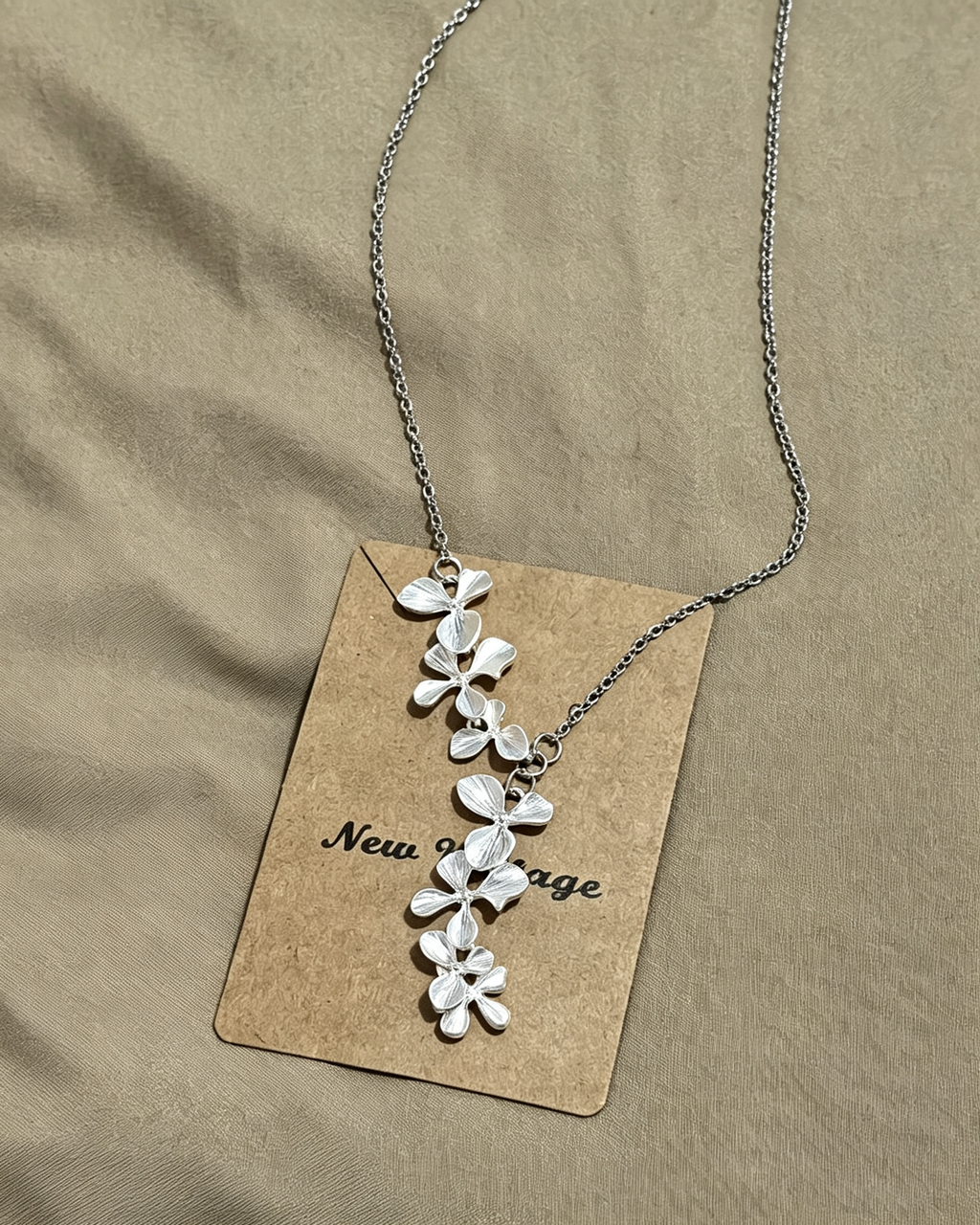 Vintage Cascading Flower Silver‑Plated Pendant Necklace