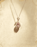 Teardrop‑Shaped Pink Cubic Zirconia Pendant Necklace, Silver‑Plated / Solid Silver Clavicle Chain