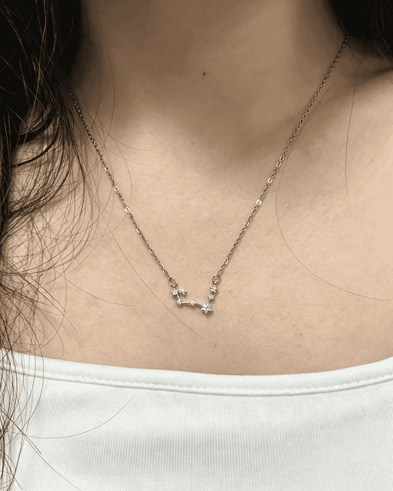 Vintage Ursa Major Big Dipper Star Crystal Clavicle Necklace