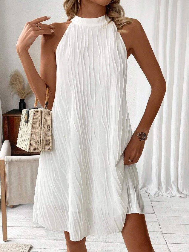 Plain Elegant Halter Loose Dress With No