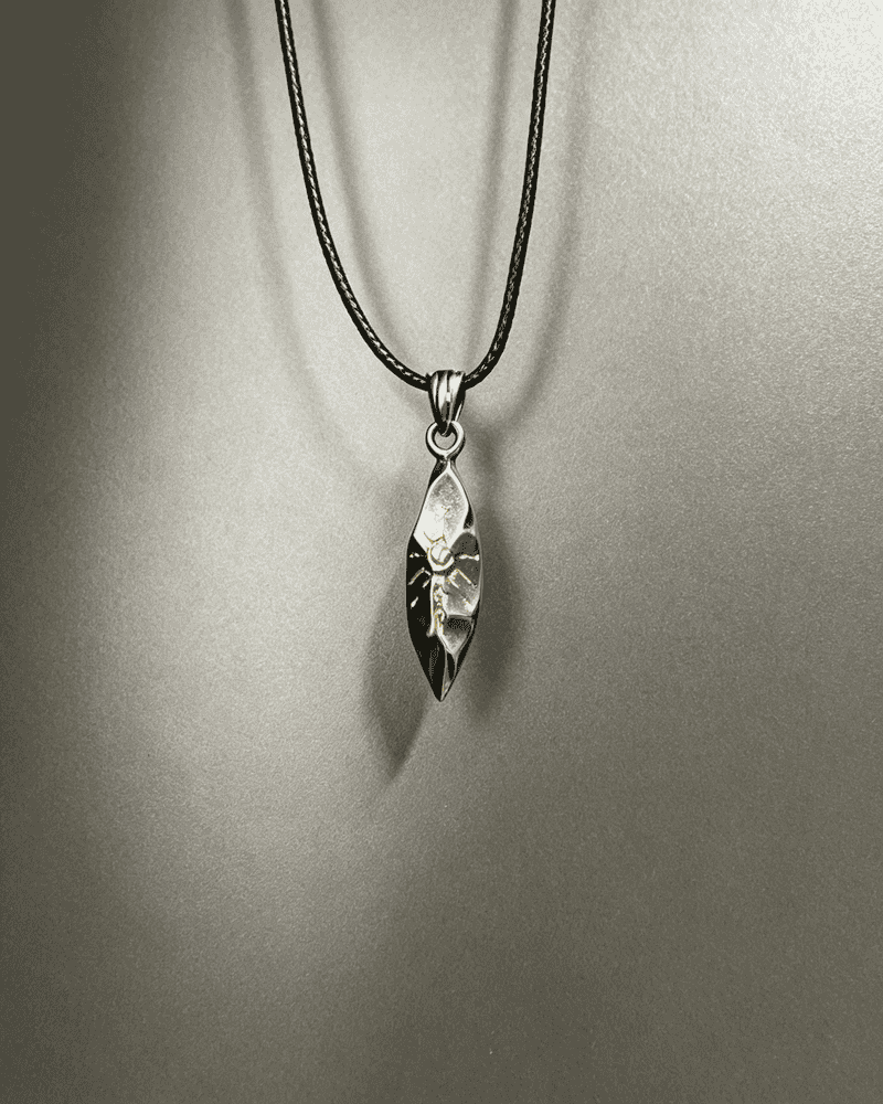 Vintage Wishing‑Stone Pendant Necklace With Black Wax Rope Chain, Unisex