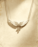 Vintage Angel‑Wing Cross Pendant Necklace Vintage Y2K Rhinestone
