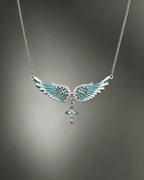 Vintage Angel‑Wing Cross Pendant Necklace Vintage Y2K Rhinestone
