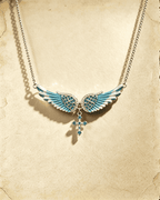 Vintage Angel‑Wing Cross Pendant Necklace Vintage Y2K Rhinestone