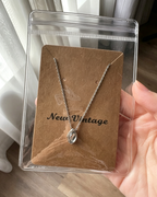 Vintage Teardrop Blue Crystal Silver‑Plated Necklace