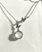 Vintage Butterfly Clear Chalcedony Pendant Necklace