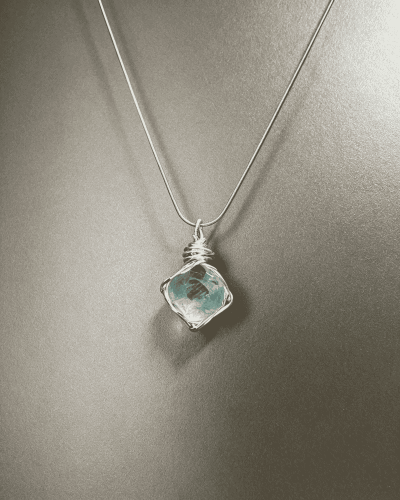 Hand‑made Wire Wrapped Green Fluorite Pendant Necklace