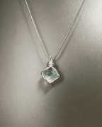 Hand‑made Wire Wrapped Green Fluorite Pendant Necklace