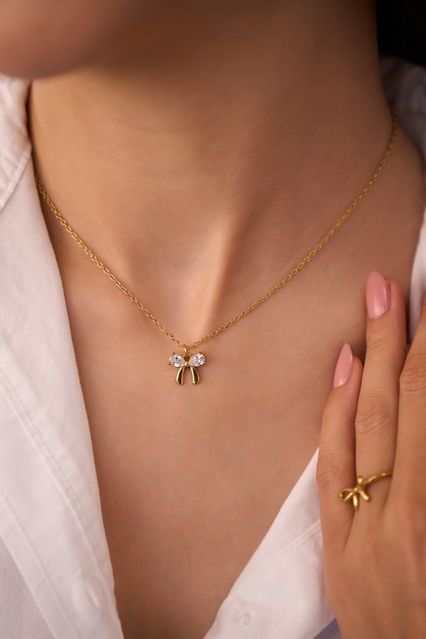 Bow Necklace  - 18K Gold Plated