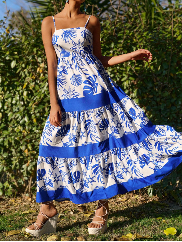 Fashionable casual holiday style swing dress with print