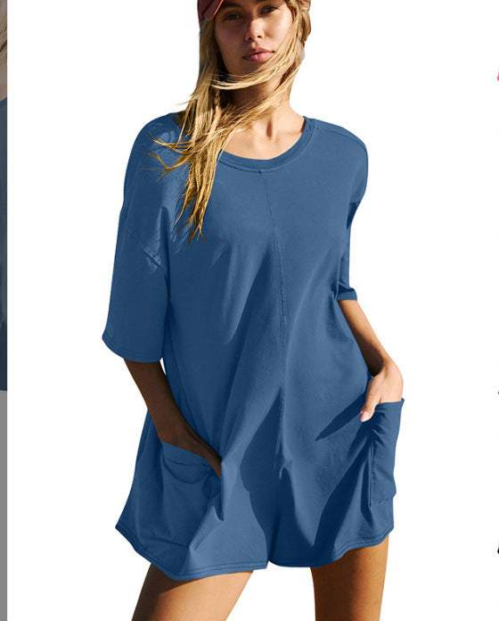 Loose casual suit fashionable backless sexy jumpsuit