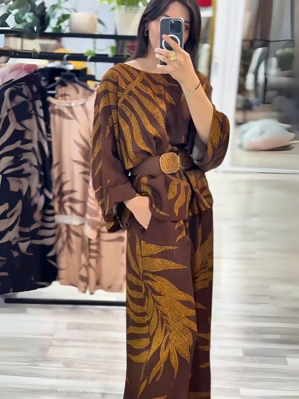 Personalized fashion commuting temperament tops and pants two-piece set